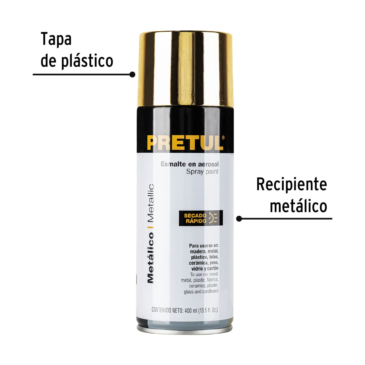 Pintura en aerosol, metálica, oro, 400 ml · vista 2