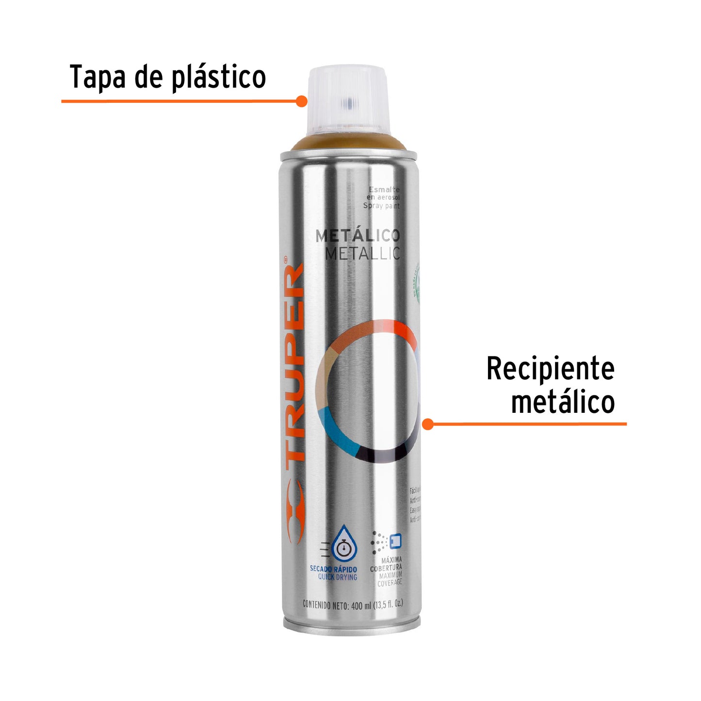 Pintura en aerosol oro metálico bote esbelto 400 ml