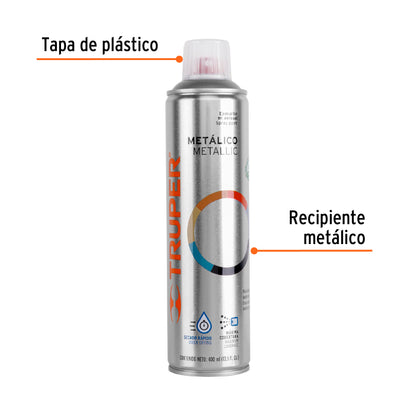 Pintura en aerosol plata metálico bote esbelto 400 ml