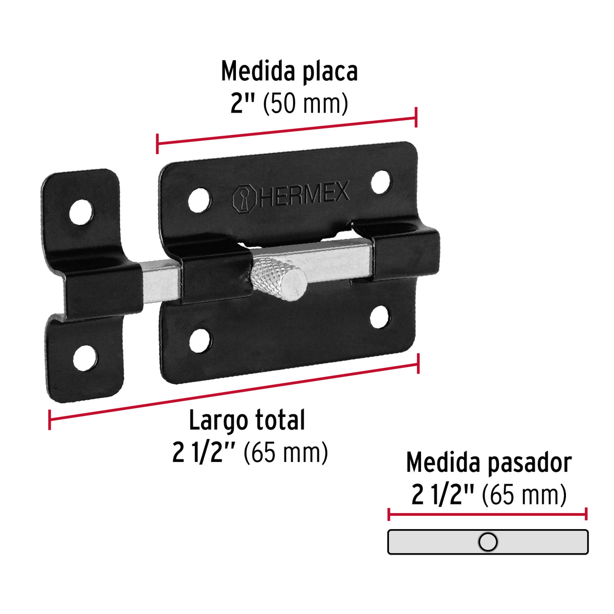 Pasador de barra plana 2", negro · vista 3