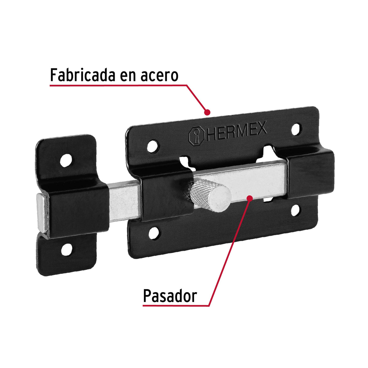 Pasador de barra plana 3", negro · vista 2
