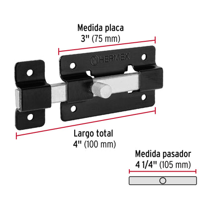 Pasador de barra plana 3", negro · vista 3