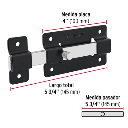 Pasador de barra plana 4", negro · vista 3
