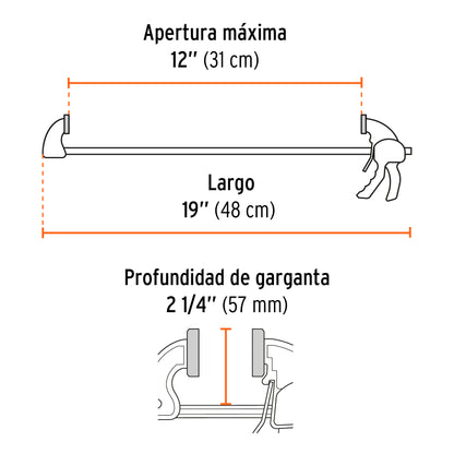 Prensa de ajuste rapido de 12 pulg - SKU 100141