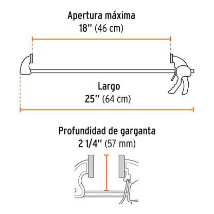 Prensa de ajuste rapido de 18 pulg - SKU 102625