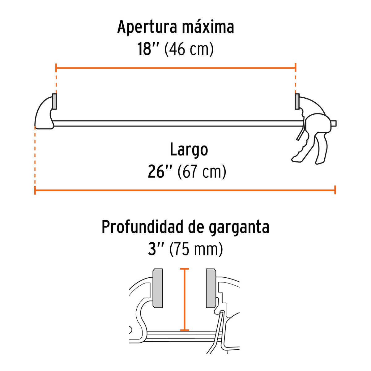 Prensa de ajuste rapido 18 pulg uso rudo - SKU 102629
