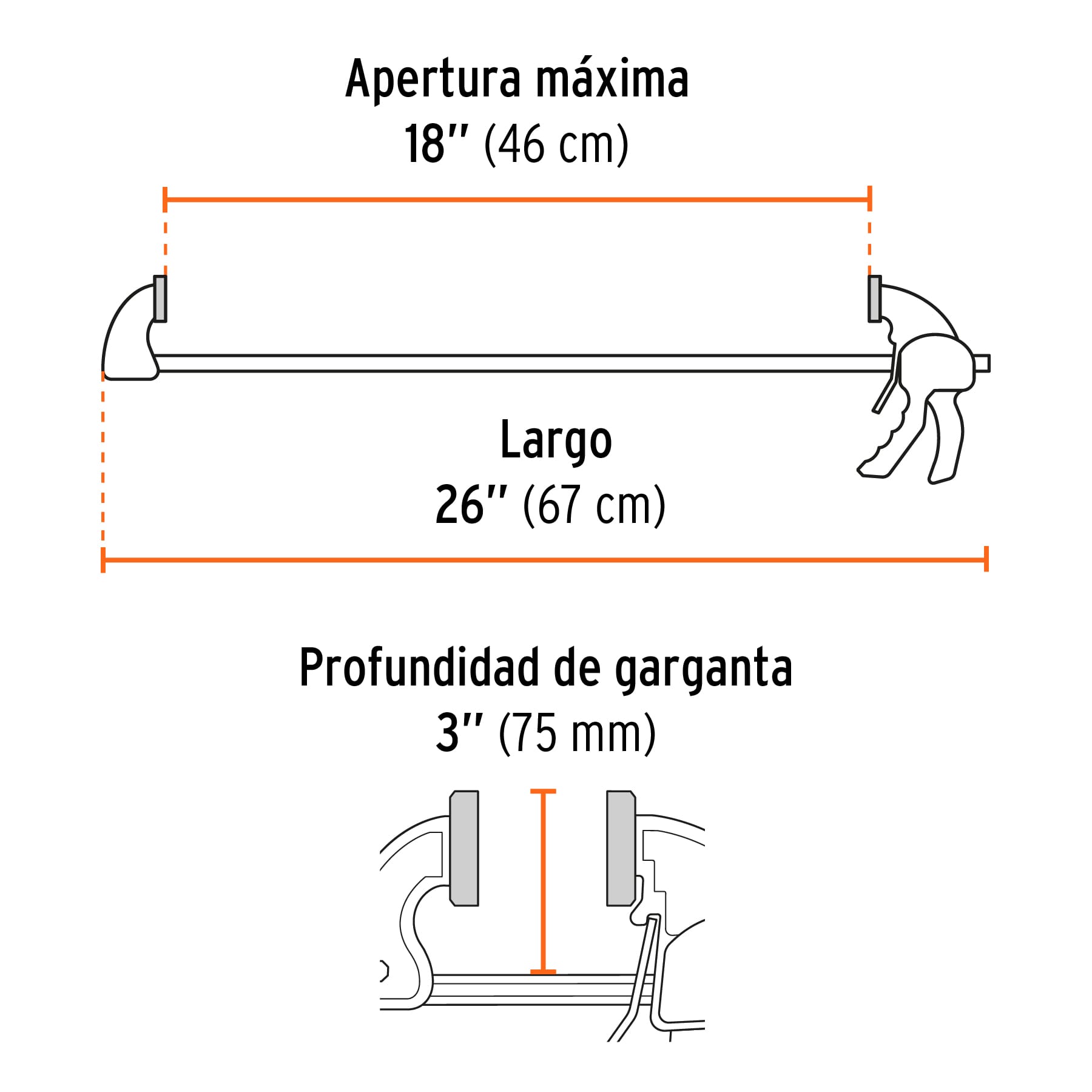 Prensa de ajuste rapido 18 pulg uso rudo - SKU 102629