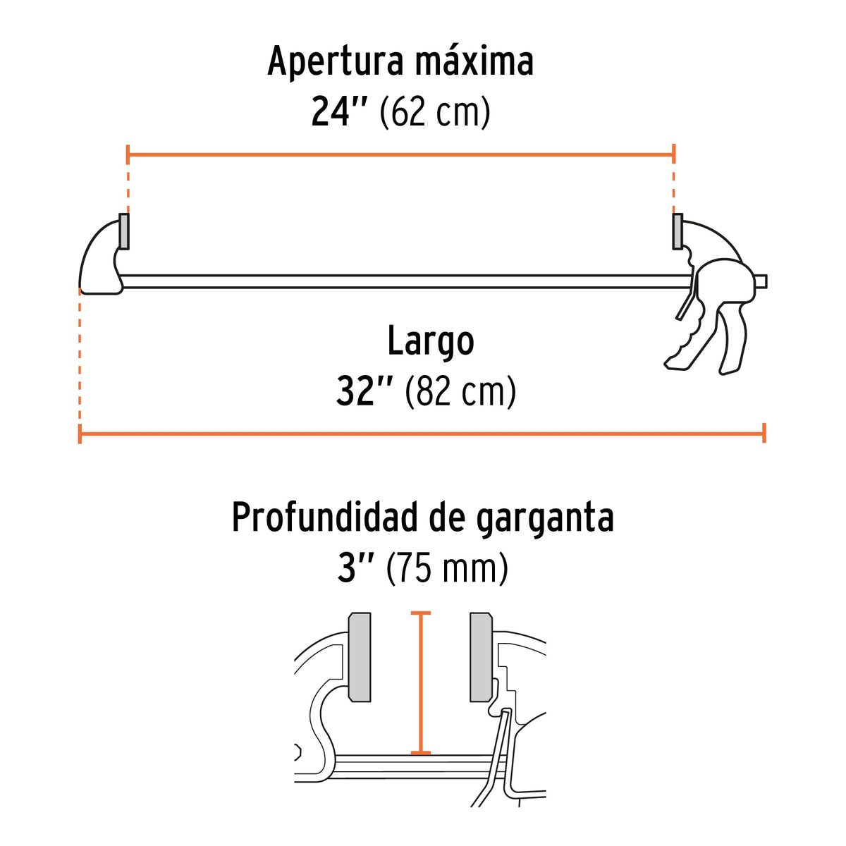 Prensa de ajuste rapido 24 pulg uso rudo - SKU 100144