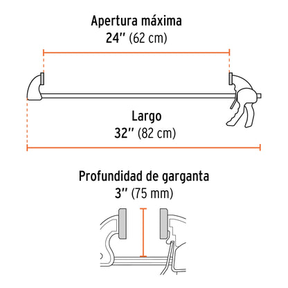Prensa de ajuste rapido 24 pulg uso rudo - SKU 100144