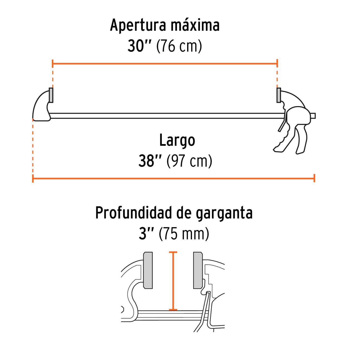 Prensa de ajuste rapido 30 pulg uso rudo - SKU 102640