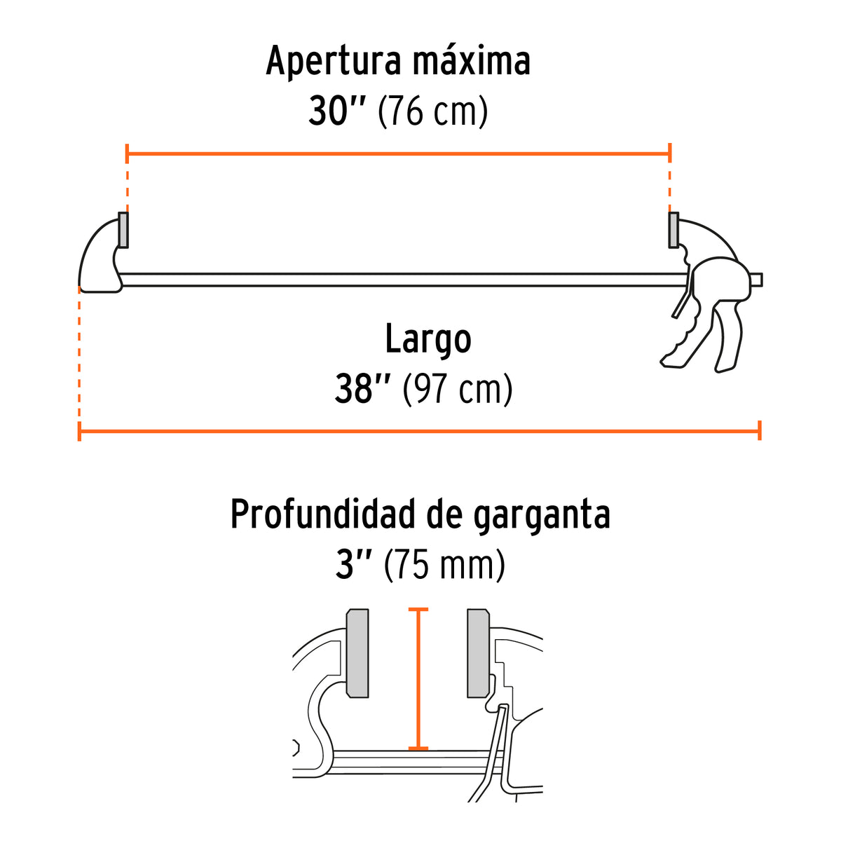 Prensa de ajuste rapido 30 pulg uso rudo - SKU 102640
