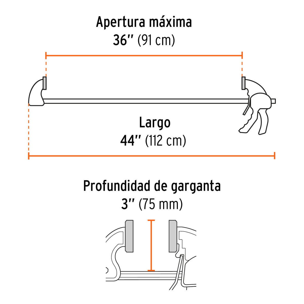 Prensa de ajuste rapido 36 pulg uso rudo - SKU 102641