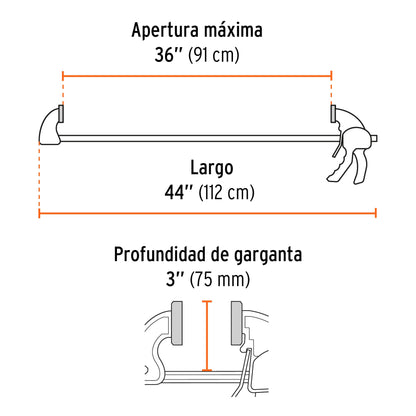 Prensa de ajuste rapido 36 pulg uso rudo - SKU 102641