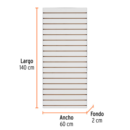Panel ranurado de 60 por 140 cm