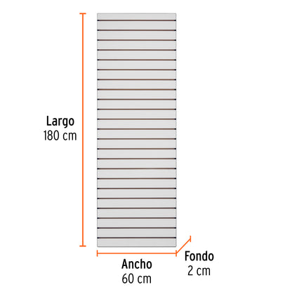 Panel ranurado de 60 por 180 cm
