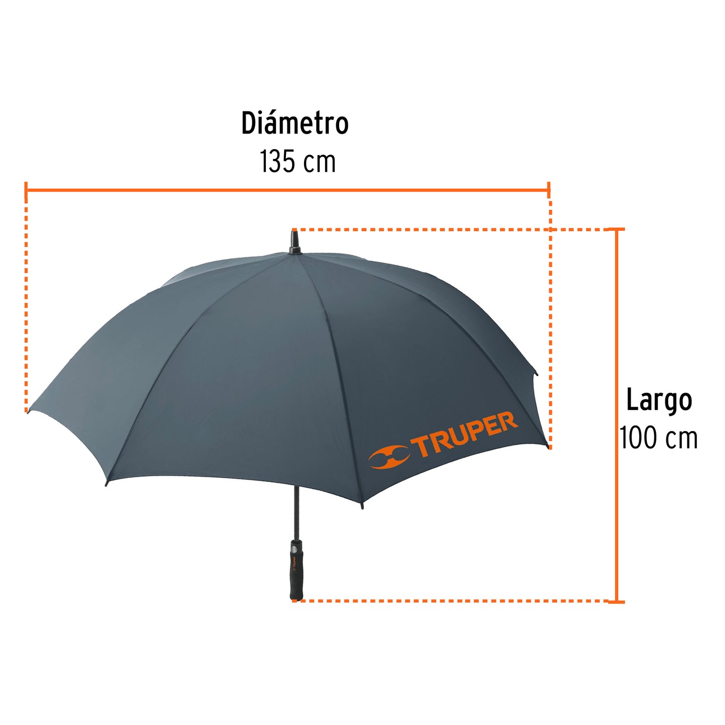 Paraguas de 135 cm con apertura automática y mango ergonómico