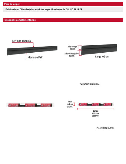 Guardapolvo fijo de 100 cm negro