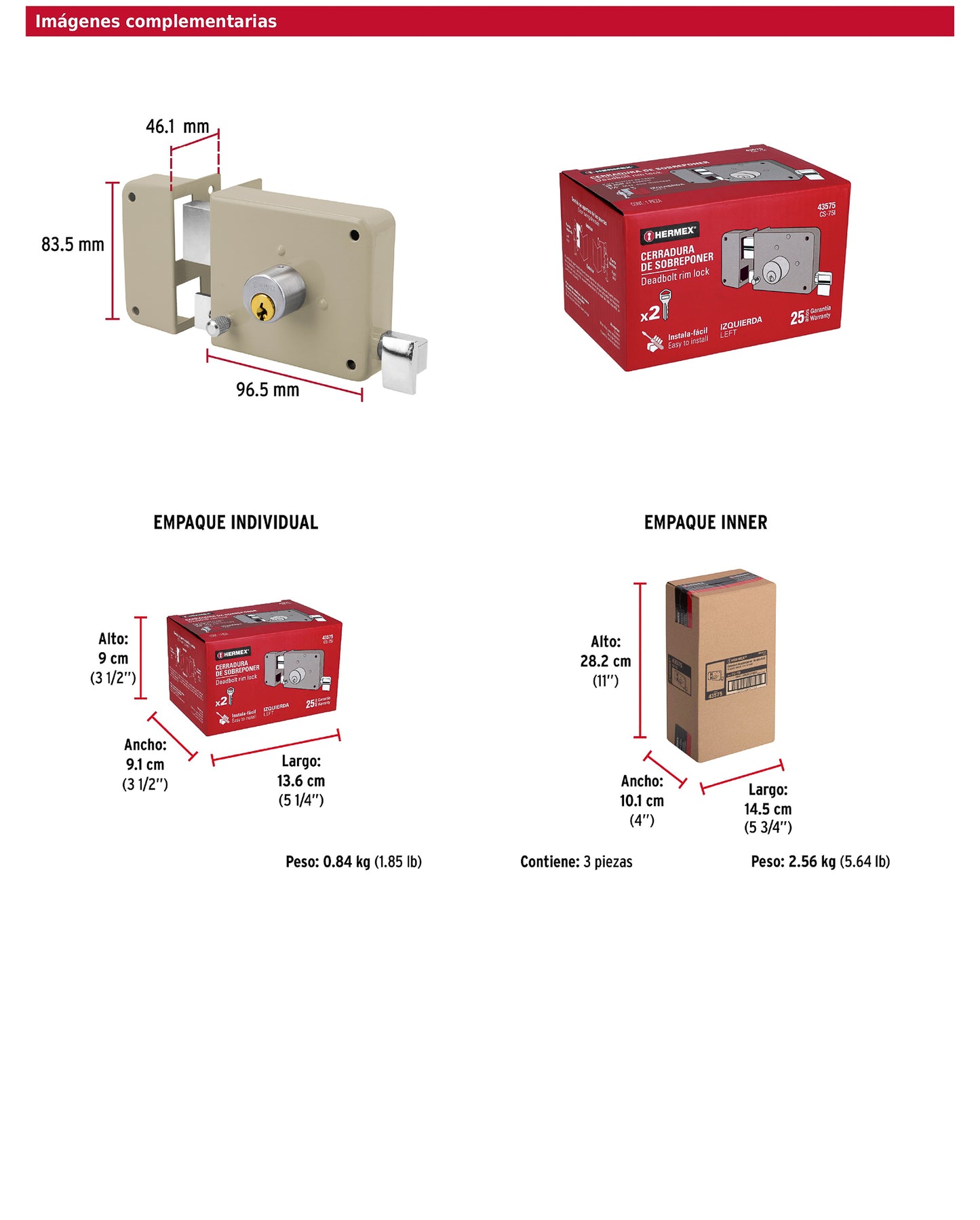 Cerradura sobreponer izquierda instala fácil tradicional caja