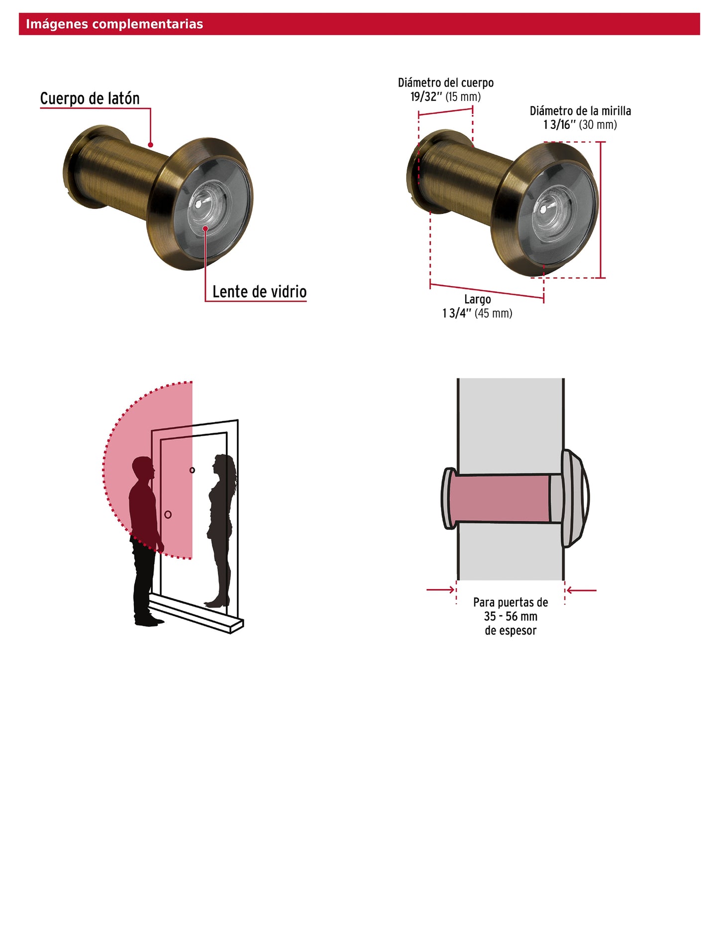 Mirilla de seguridad acabado latón antiguo