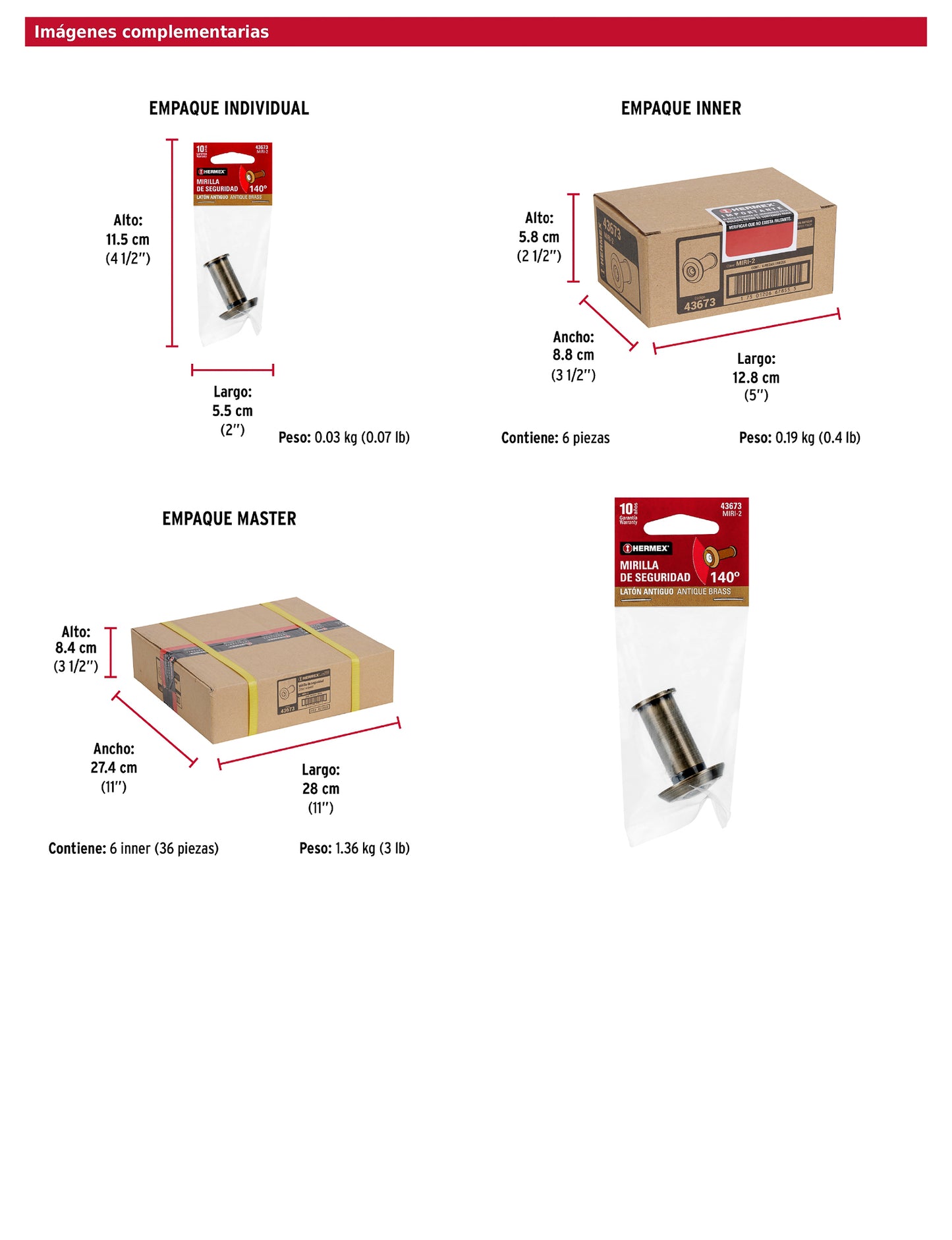 Mirilla de seguridad acabado latón antiguo