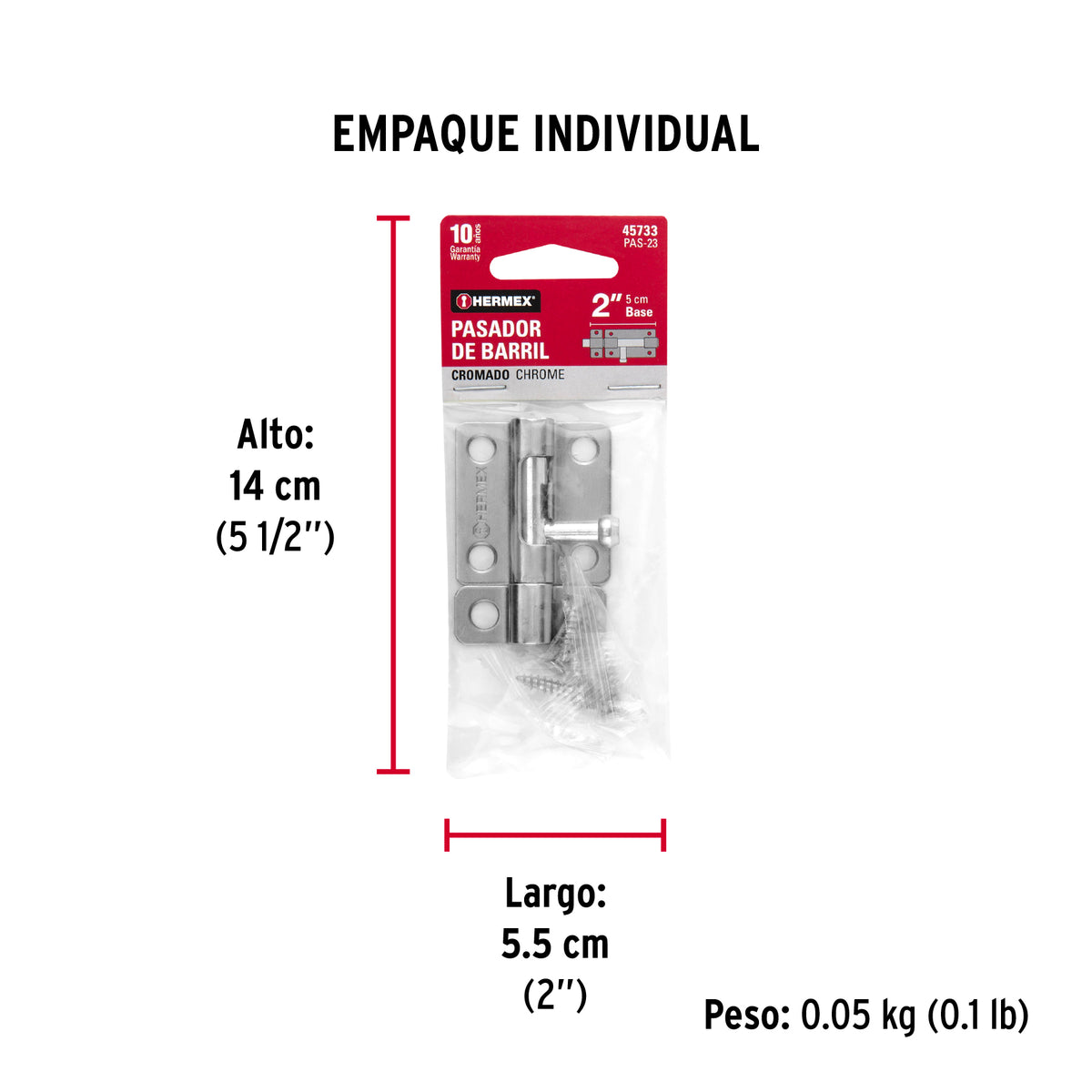 Pasador de barril de acero cromo 2" · vista 5