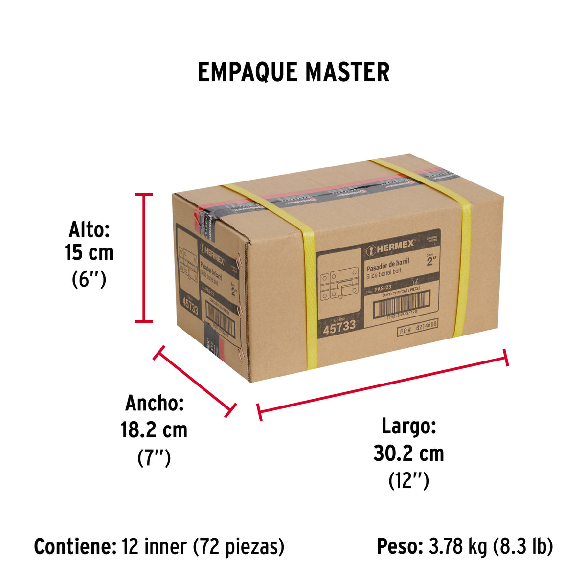 Pasador de barril de acero cromo 2" · vista 7
