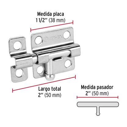 Pasador de barril de acero cromo 2" · vista 3
