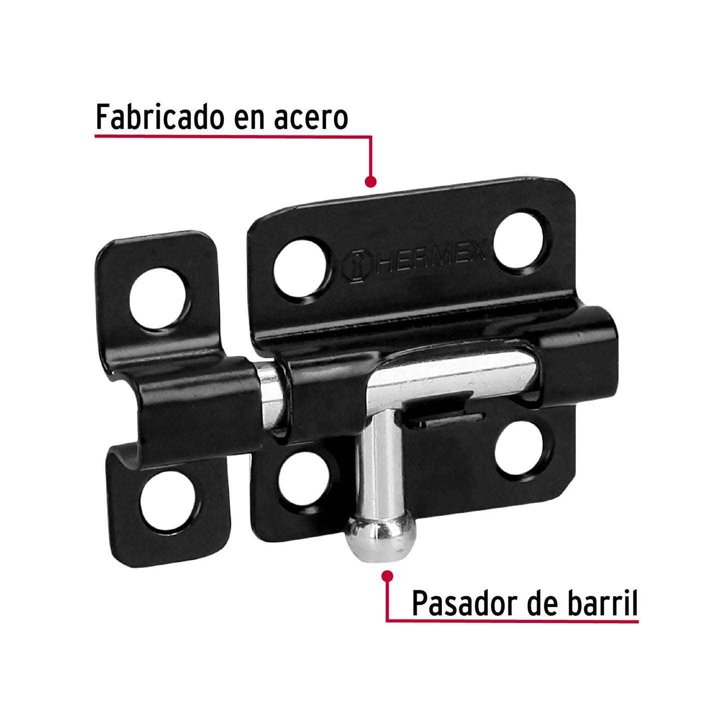 Pasador de barril 2 pulgadas de acero acabado negro