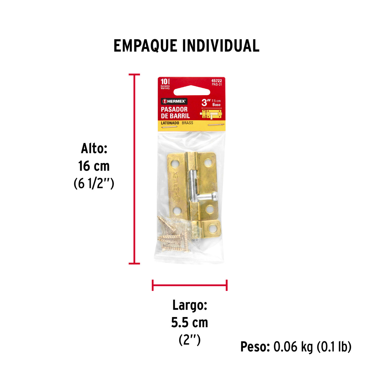 Pasador de barril de acero latón 3" · vista 5