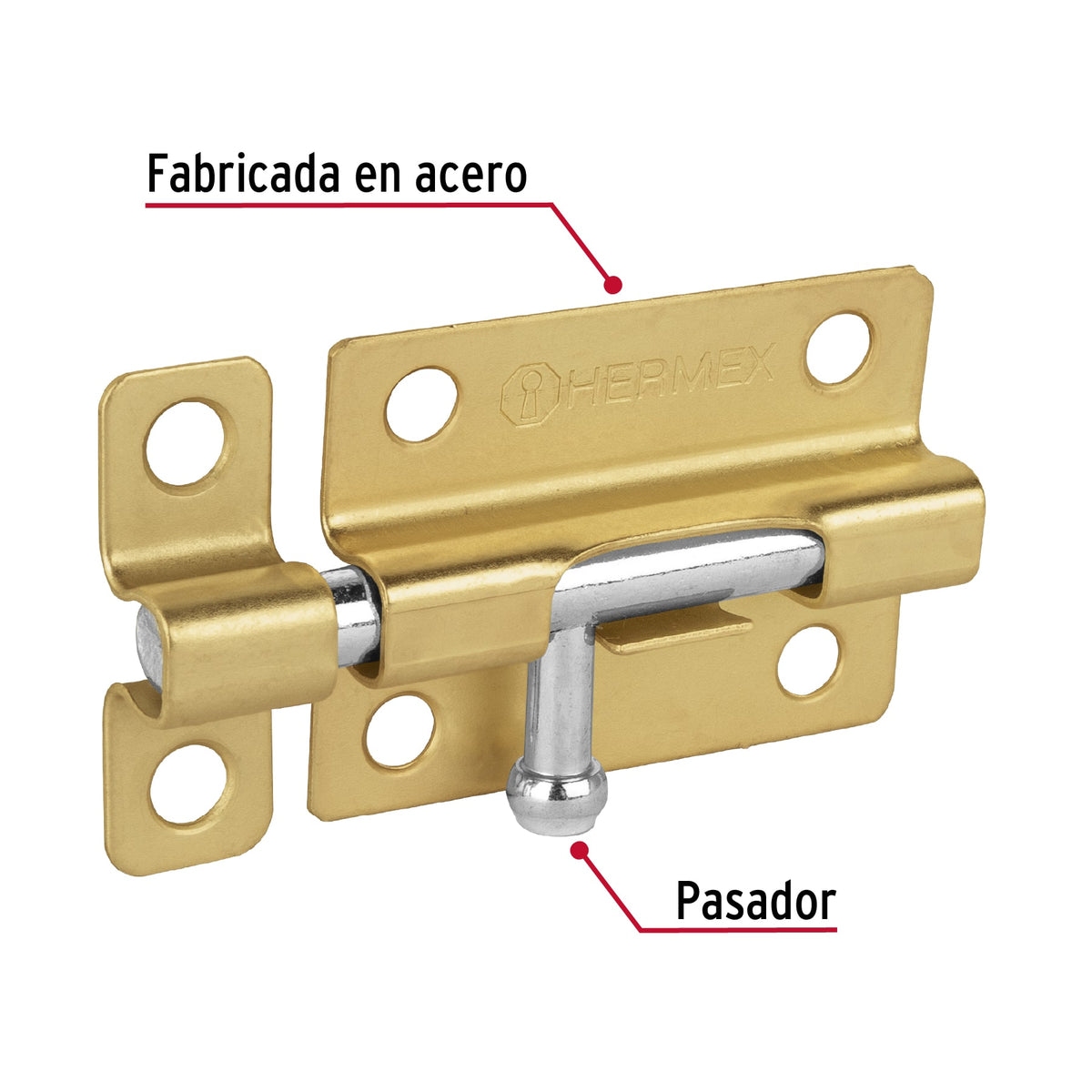 Pasador de barril de acero latón 3" · vista 2
