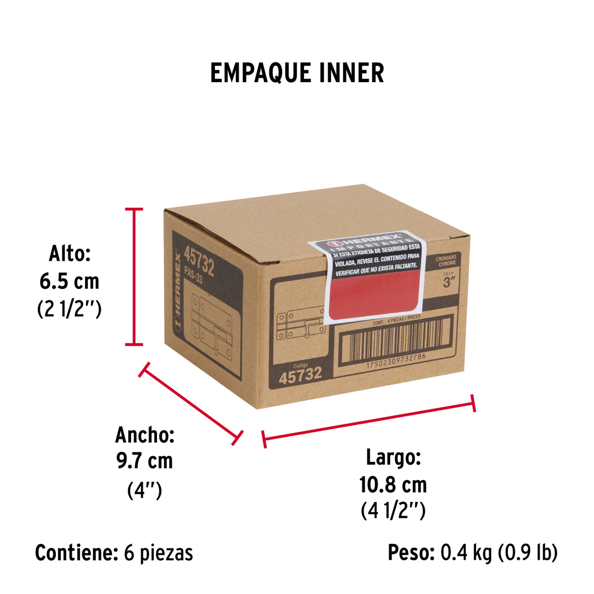 Pasador de barril de acero cromo 3" · vista 6
