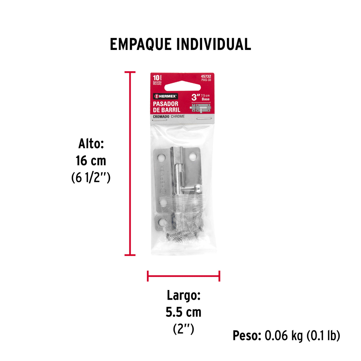 Pasador de barril de acero cromo 3" · vista 5