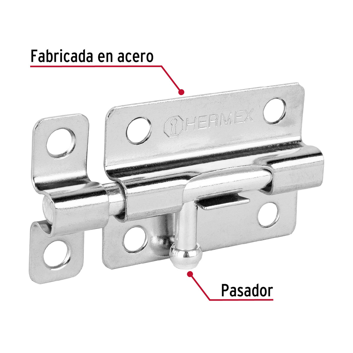 Pasador de barril de acero cromo 3" · vista 2