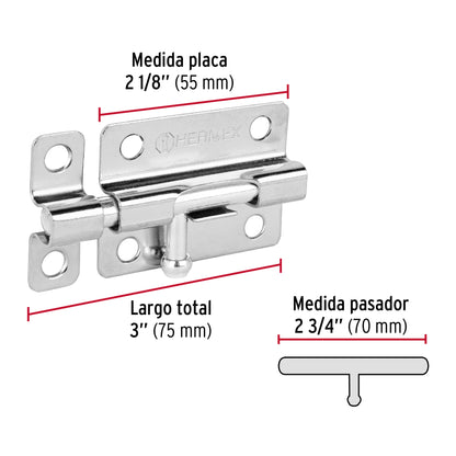 Pasador de barril de acero cromo 3" · vista 3