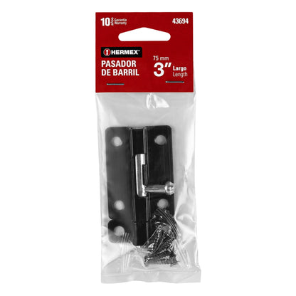 Pasador de barril 3 pulgadas de acero acabado negro