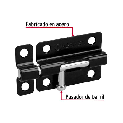 Pasador de barril 3 pulgadas de acero acabado negro