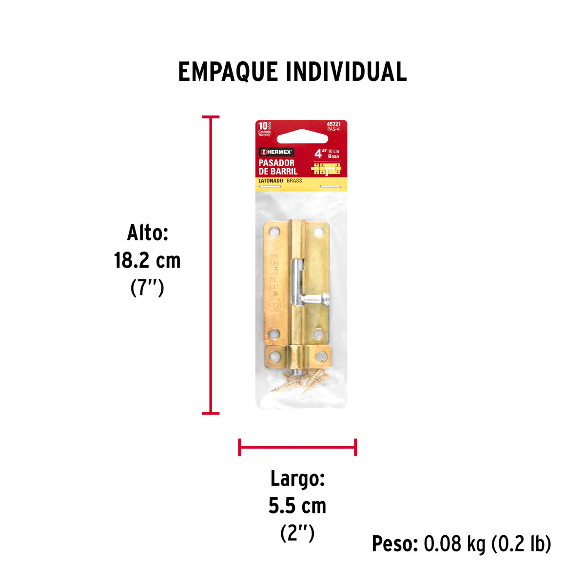 Pasador de barril de acero latón 4" · vista 5