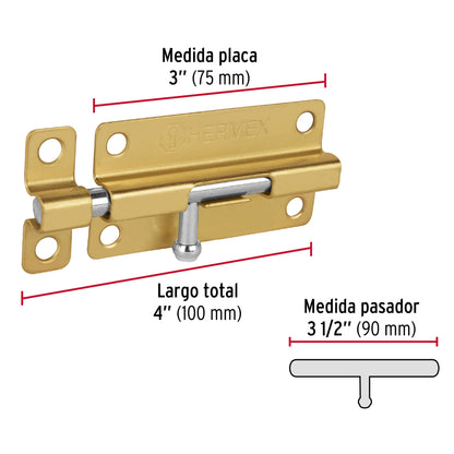 Pasador de barril de acero latón 4" · vista 3