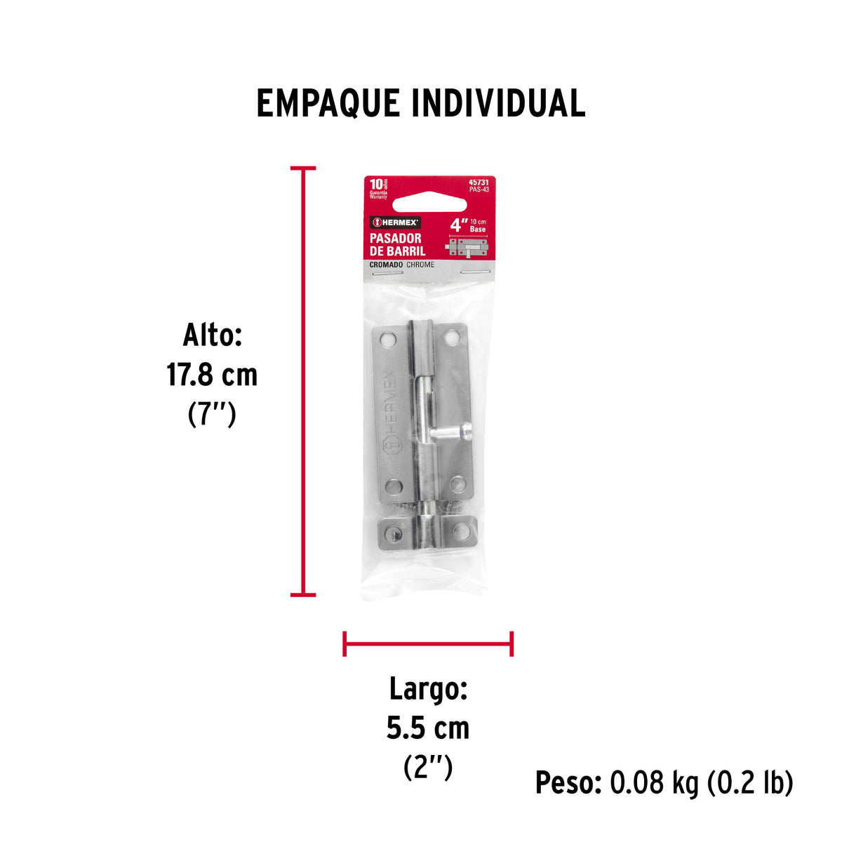 Pasador de barril de acero cromo 4" · vista 5