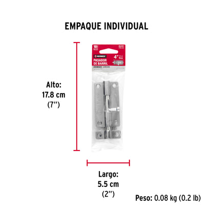 Pasador de barril de acero cromo 4" · vista 5
