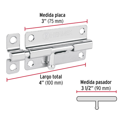Pasador de barril de acero cromo 4" · vista 3