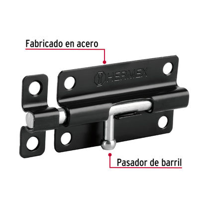 Pasador de barril 4 pulgadas de acero acabado negro