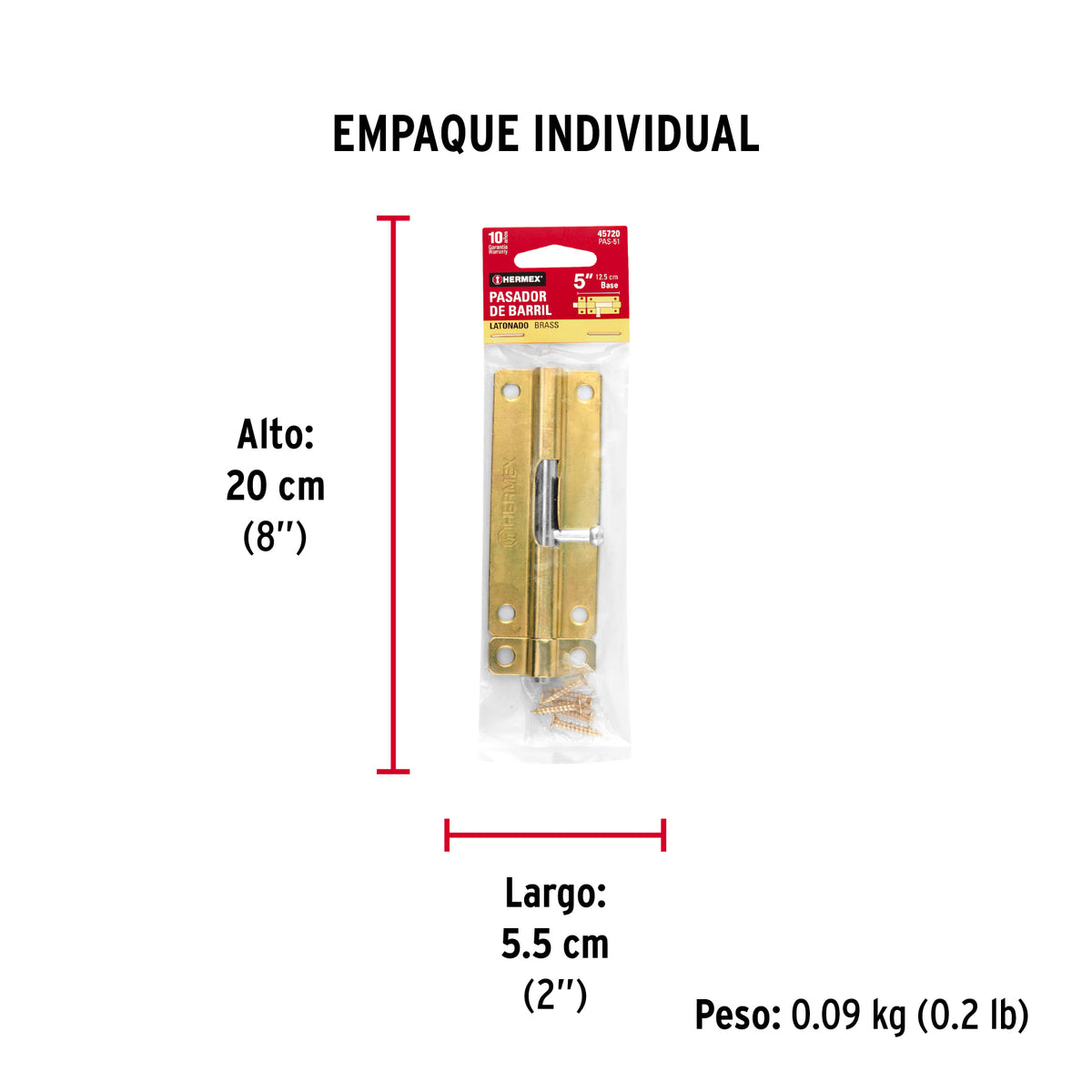 Pasador de barril de acero latón 5" · vista 5