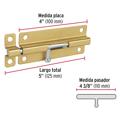Pasador de barril de acero latón 5" · vista 3