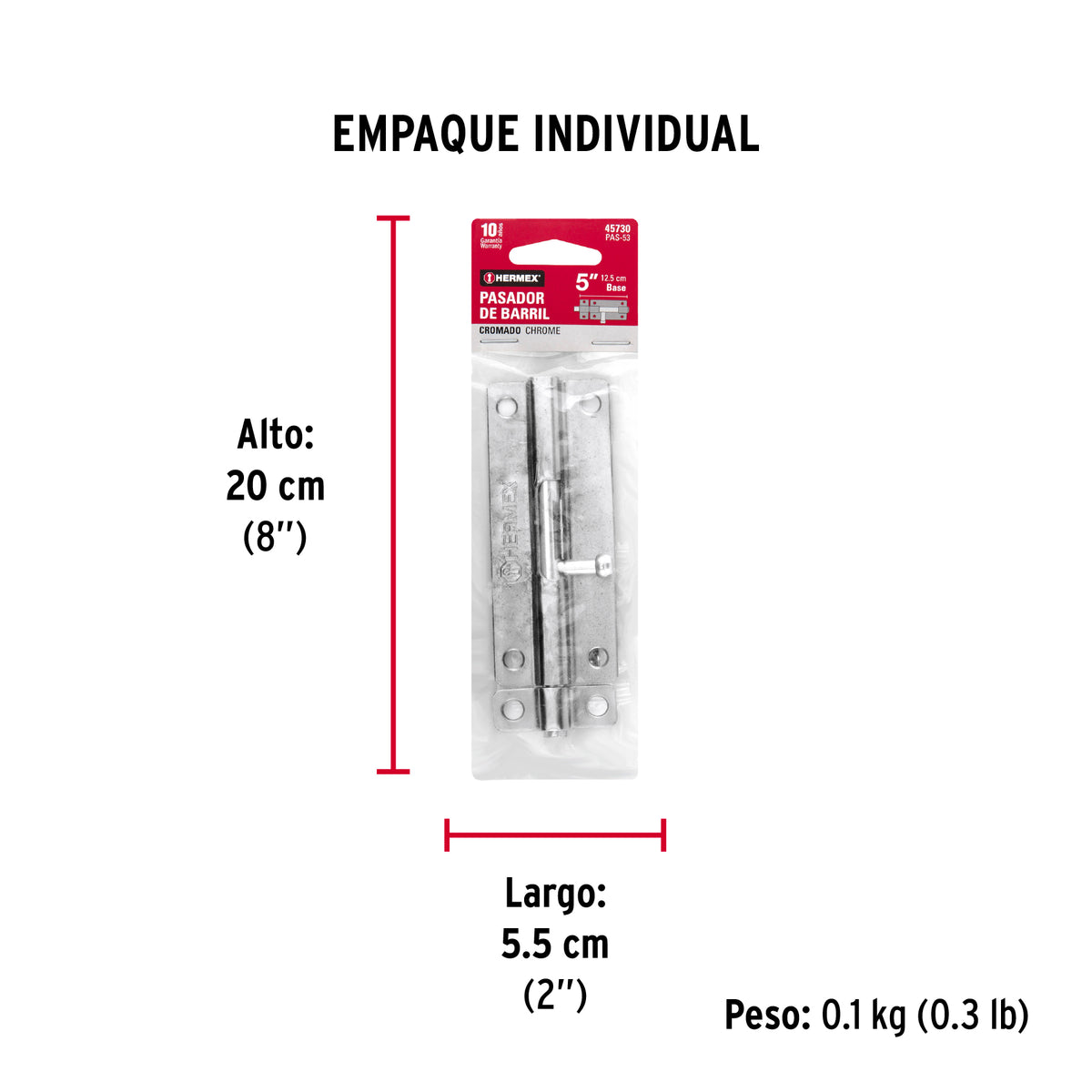 Pasador de barril de acero cromo 5" · vista 5