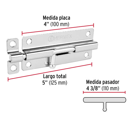 Pasador de barril de acero cromo 5" · vista 3