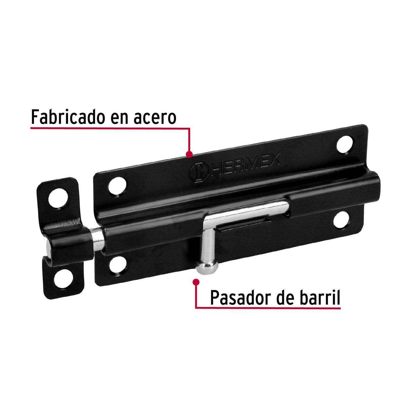 Pasador de barril 5 pulgadas de acero acabado negro