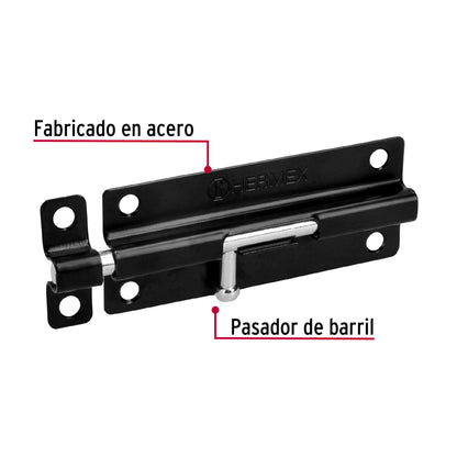 Pasador de barril 5 pulgadas de acero acabado negro