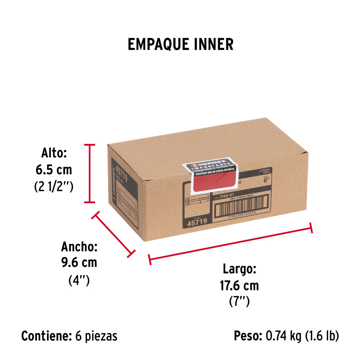 Pasador de barril de acero latón 6" · vista 6