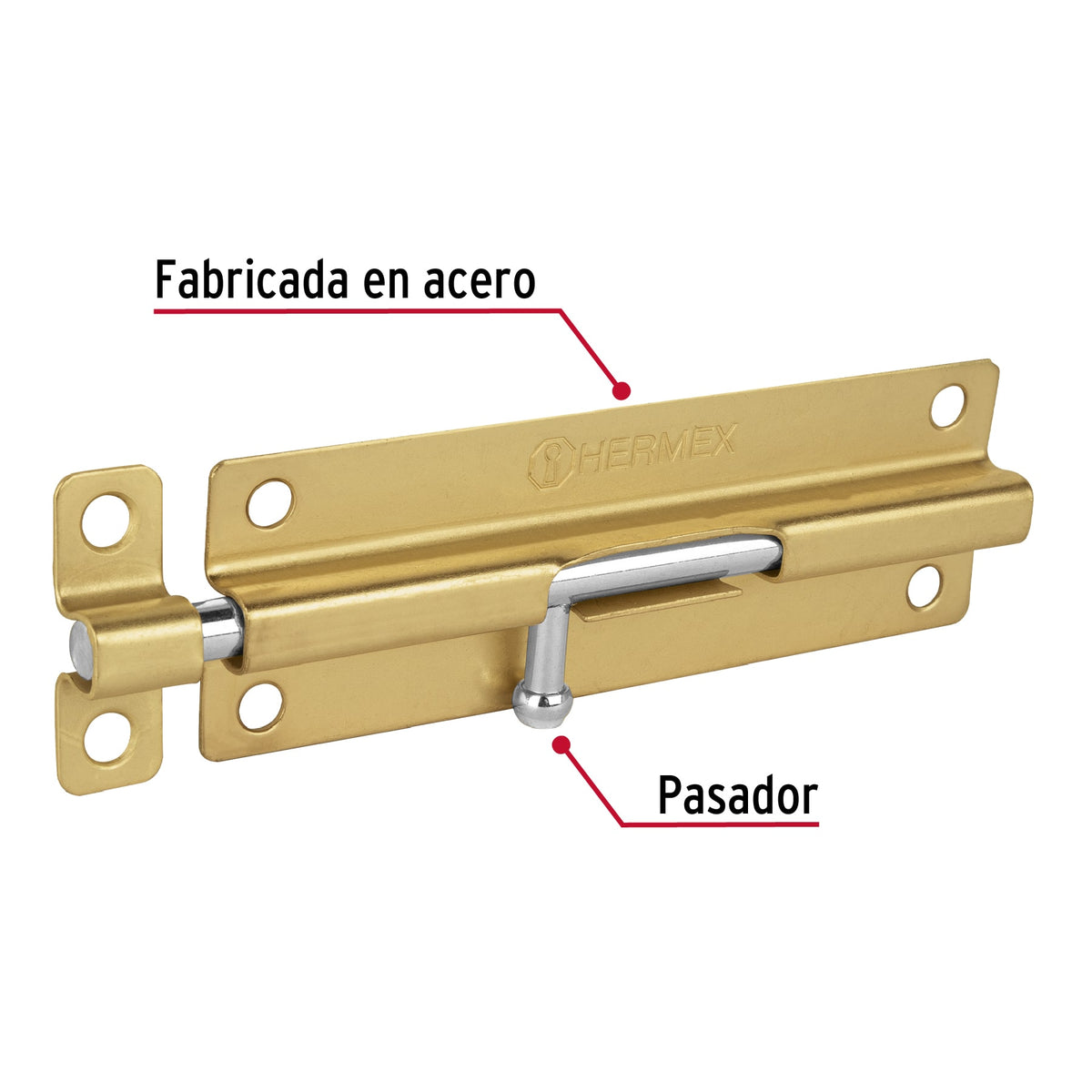 Pasador de barril de acero latón 6" · vista 2
